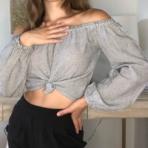Brandy Melville Off-the-Shoulder Pirate Sleeve Top